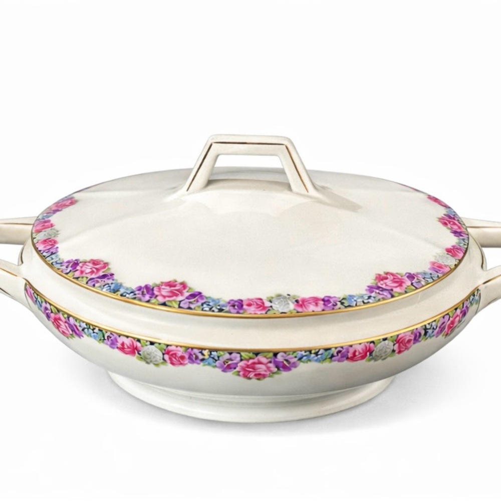 Schönwald Germany Lidded Casserole Dish Floral Vintage German Porcelain - Picture 2 of 11
